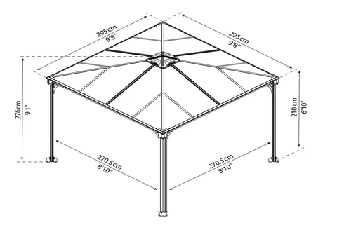 Gazebo da giardino in alluminio Palermo Palram – Canopia 3 x 3 m Heat Block antracite