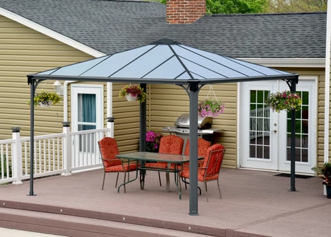 Palermo Gazebo da giardino moderno in metallo 3,6 x 3,6 m Palram – Canopia Heat Block antracite