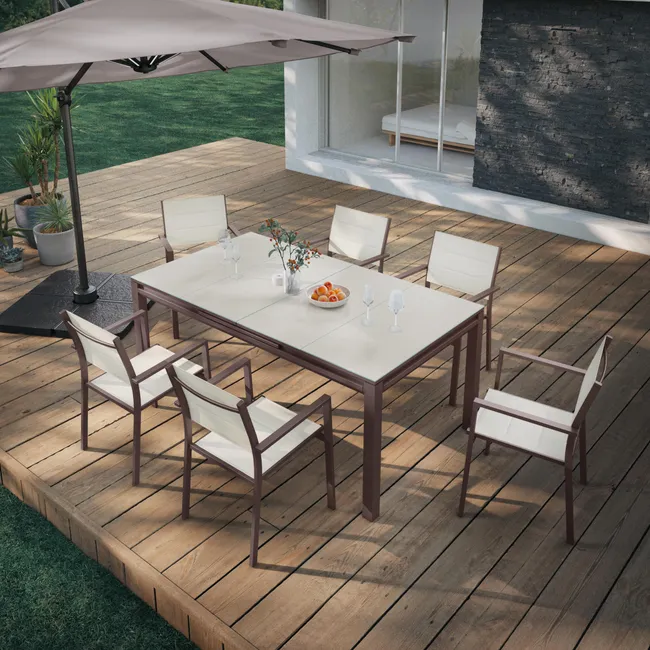 Set da giardino Odyssea / Alpha allungabile in alluminio moka per 6 persone