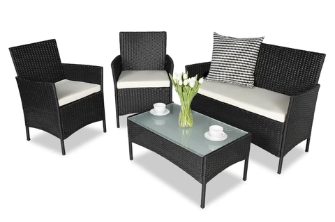 Set in rattan artificiale Calabria nero