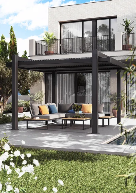 Set da veranda da giardino angolare in alluminio Persea
