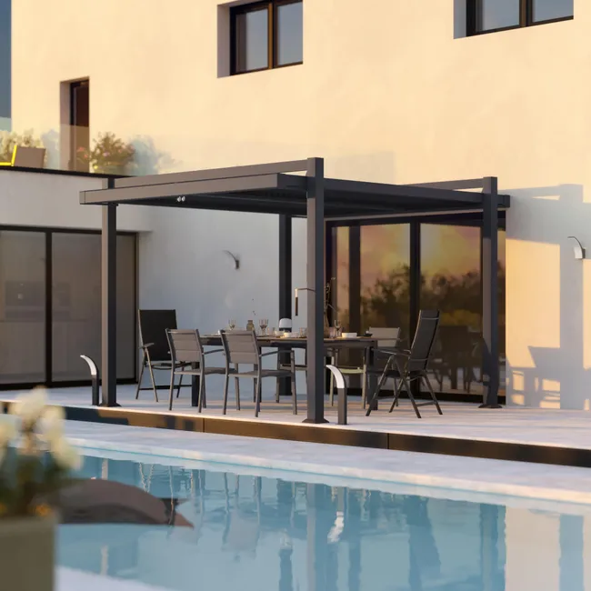 Pergola aus Aluminium NATERIAL Persea anthrazitgrau 320×360 cm