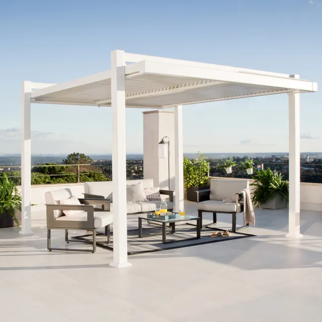 Pergola in alluminio NATERIAL Persea bianca da 320×360 cm
