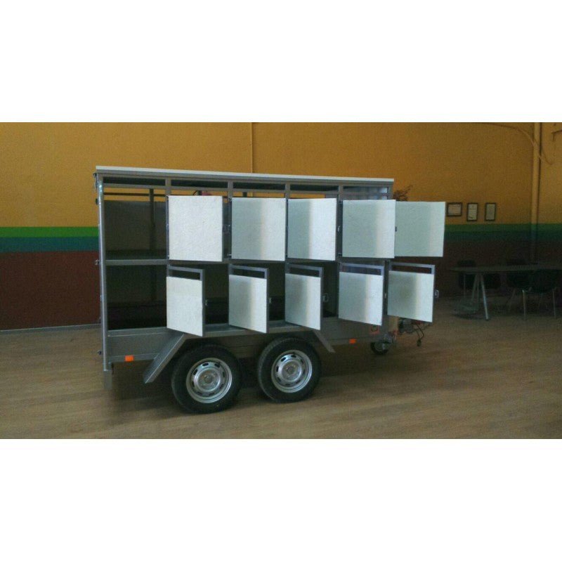 Rimorchio rehala con 20 scompartimenti 2 assi con freno Misure 250 x 140 x 140