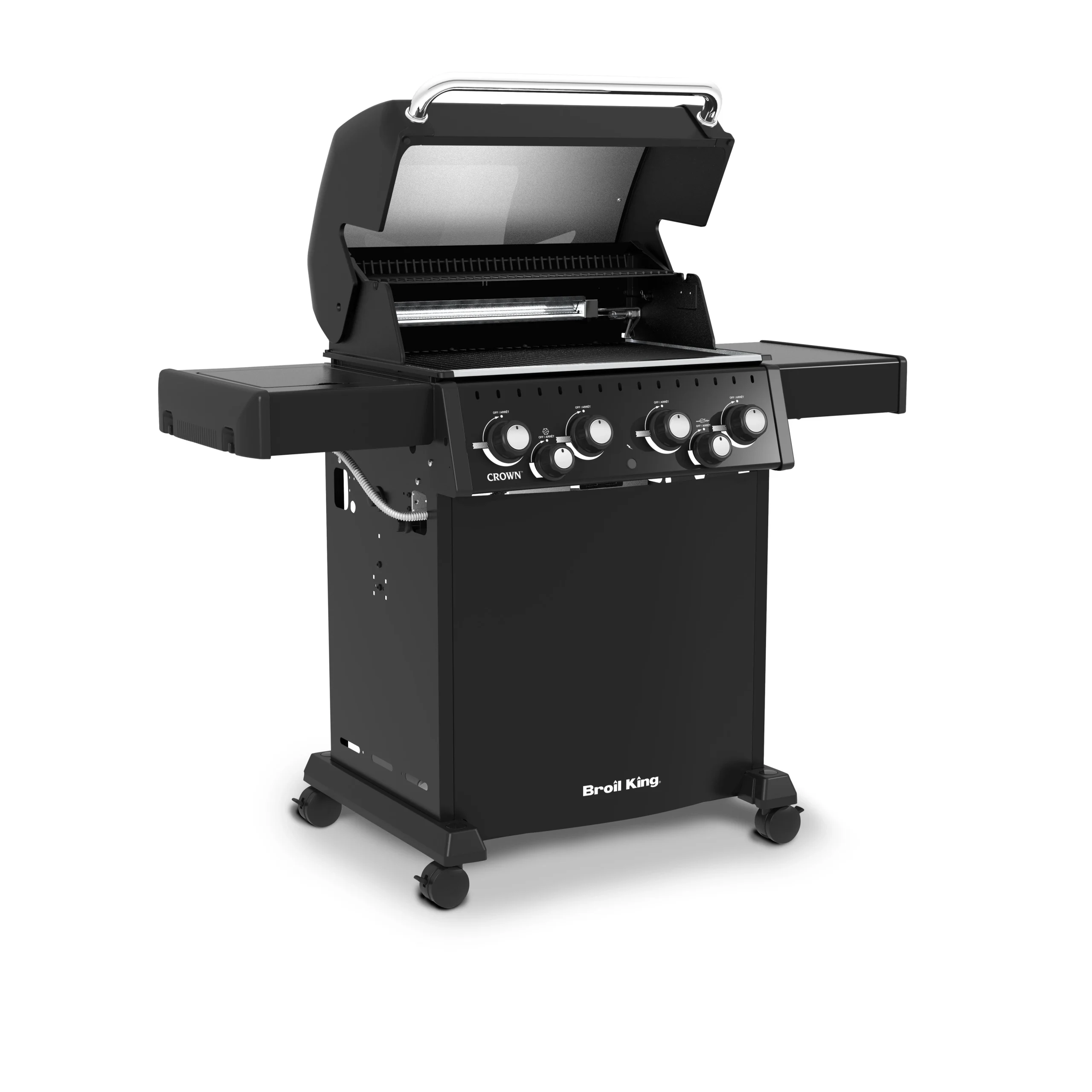 Barbecue a gas BROIL KING Crown 480 con 4 bruciatori e 11,4 kW di potenza, consigliato per più di 10 persone