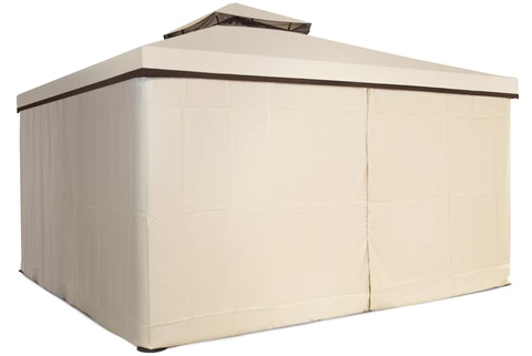 Pabellón de jardín grande con mosquitera y cortinas Valencia 4 x 4 m crema