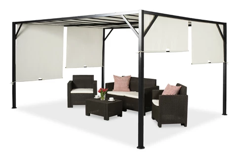 Tettoia per terrazza in metallo Santorini 3 x 4m crema