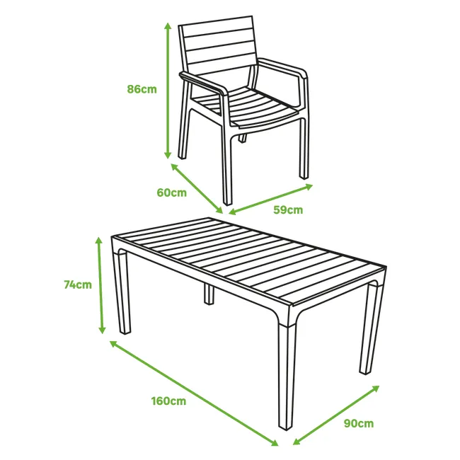 Set di mobili da giardino in polipropilene Harmony per 6 commensali