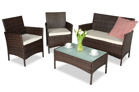 Set in rattan artificiale Calabria marrone