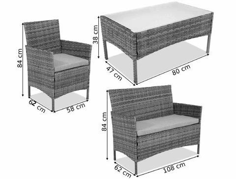 Set in rattan artificiale Calabria nero