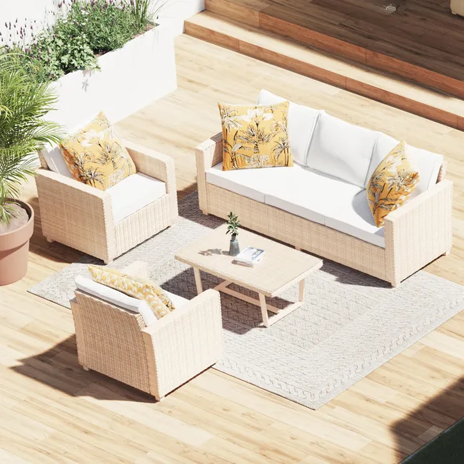 Set di mobili da veranda in alluminio e rattan NATERIAL Medena 5 persone