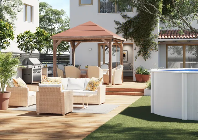 Set di mobili da veranda in alluminio e rattan NATERIAL Medena 5 persone