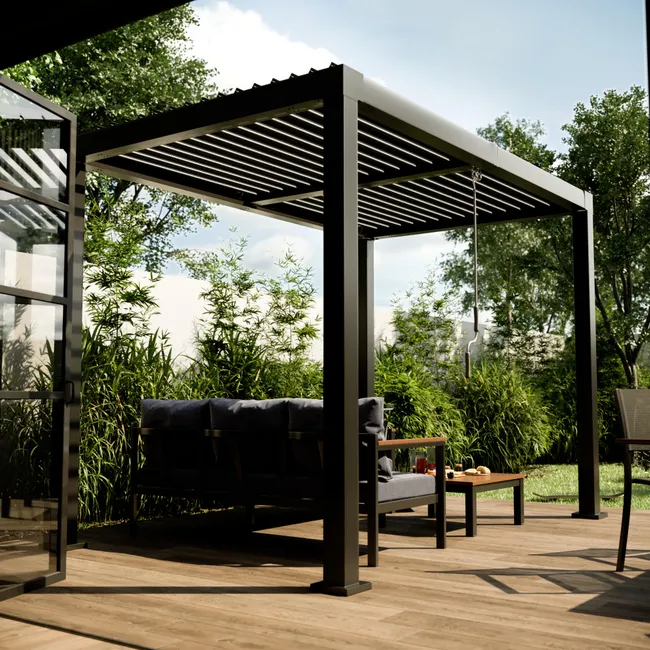 Pergola in alluminio NATERIAL Clima Bio grigia da 313×198 cm