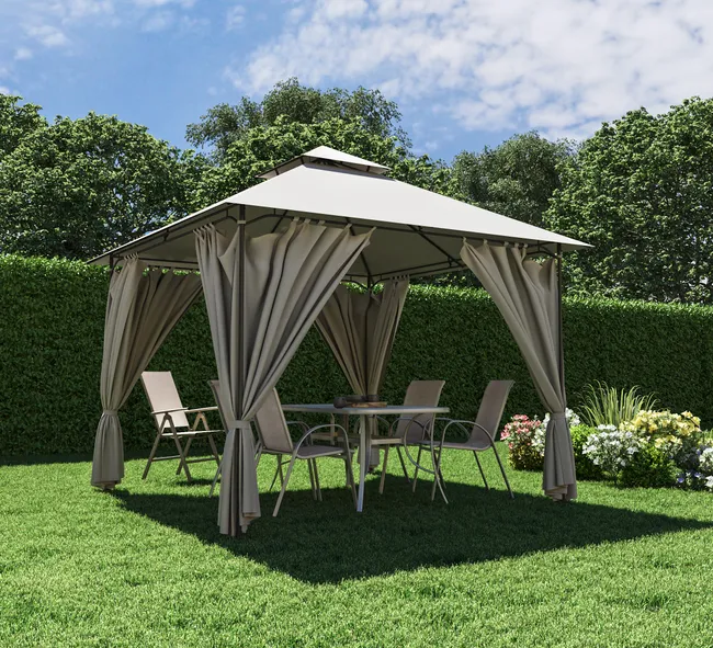 Pergola in metallo NATERIAL Oxis topo 301x280x301 cm