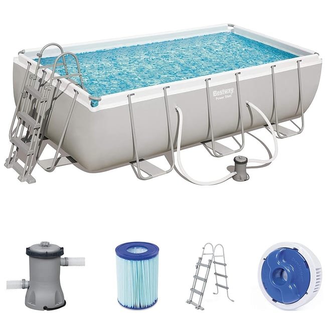 Piscina tubolare rettangolare 404 x 201 x 100 cm Bestway PowerSteel 6 478 litri + pompa, filtro e scala