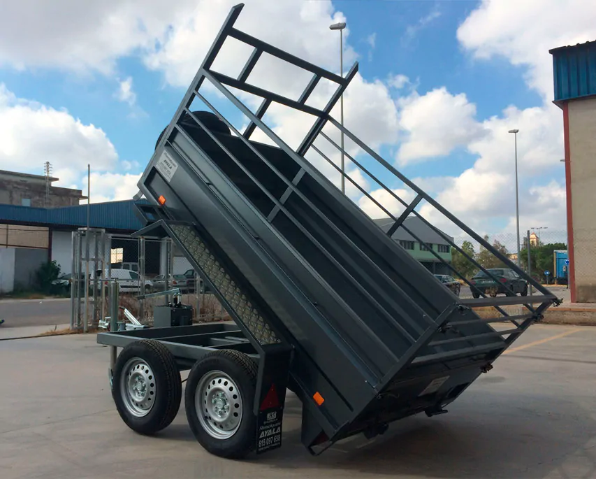 Rimorchio basculante idraulico a 2 assi con ruote esterne – Nuovo 2000 x 1300 x 500